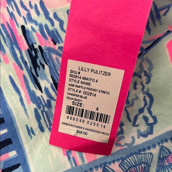 NEW Lilly Pulitzer 4 Adie Ruffle Pocket Stretch Women's Whisper Blue Shorts - Picture 9 of 13